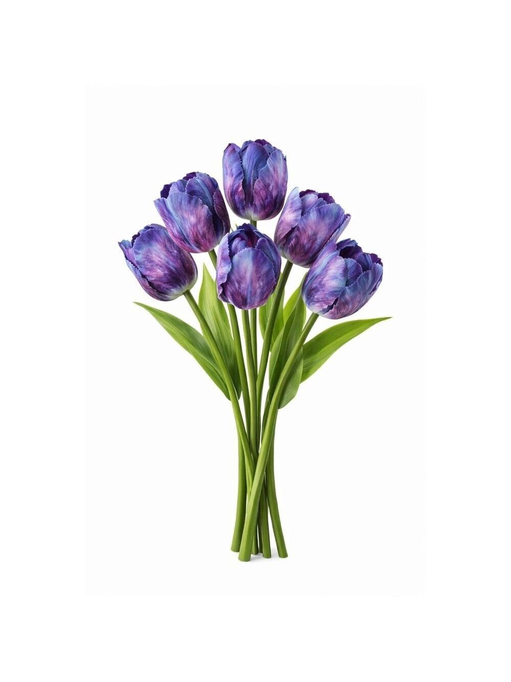 Artificial Purple Tulip Flowers Realistic Gradient Tulip Bouquet 6 Stems